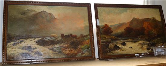 J B Noel, oil on canvas, pair of river scenes